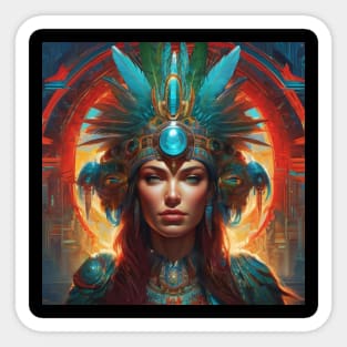 a portrait of a mayan quetzalcoatl goddess Sticker